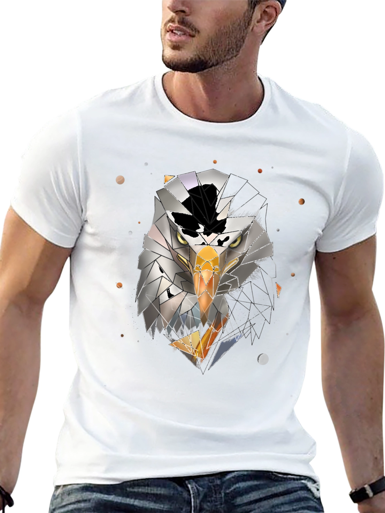 Geometric Eagle Graphic Black T-Shirt
