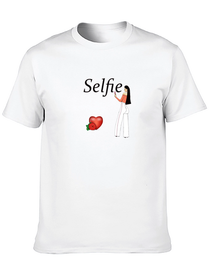 Selfie Graphic Tee - Black Cotton Blend Shirt