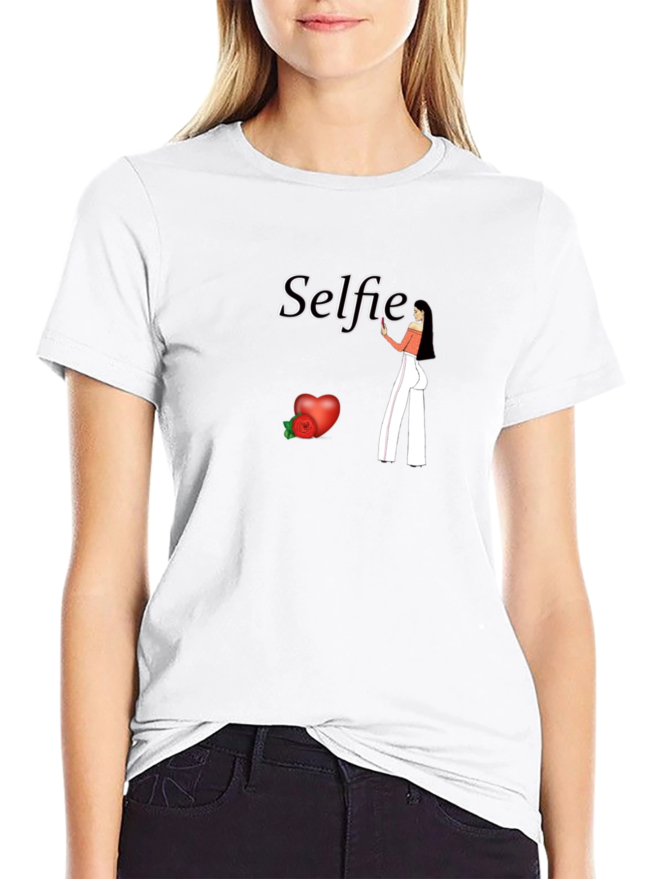 Selfie Graphic Tee - Black Cotton Blend Shirt