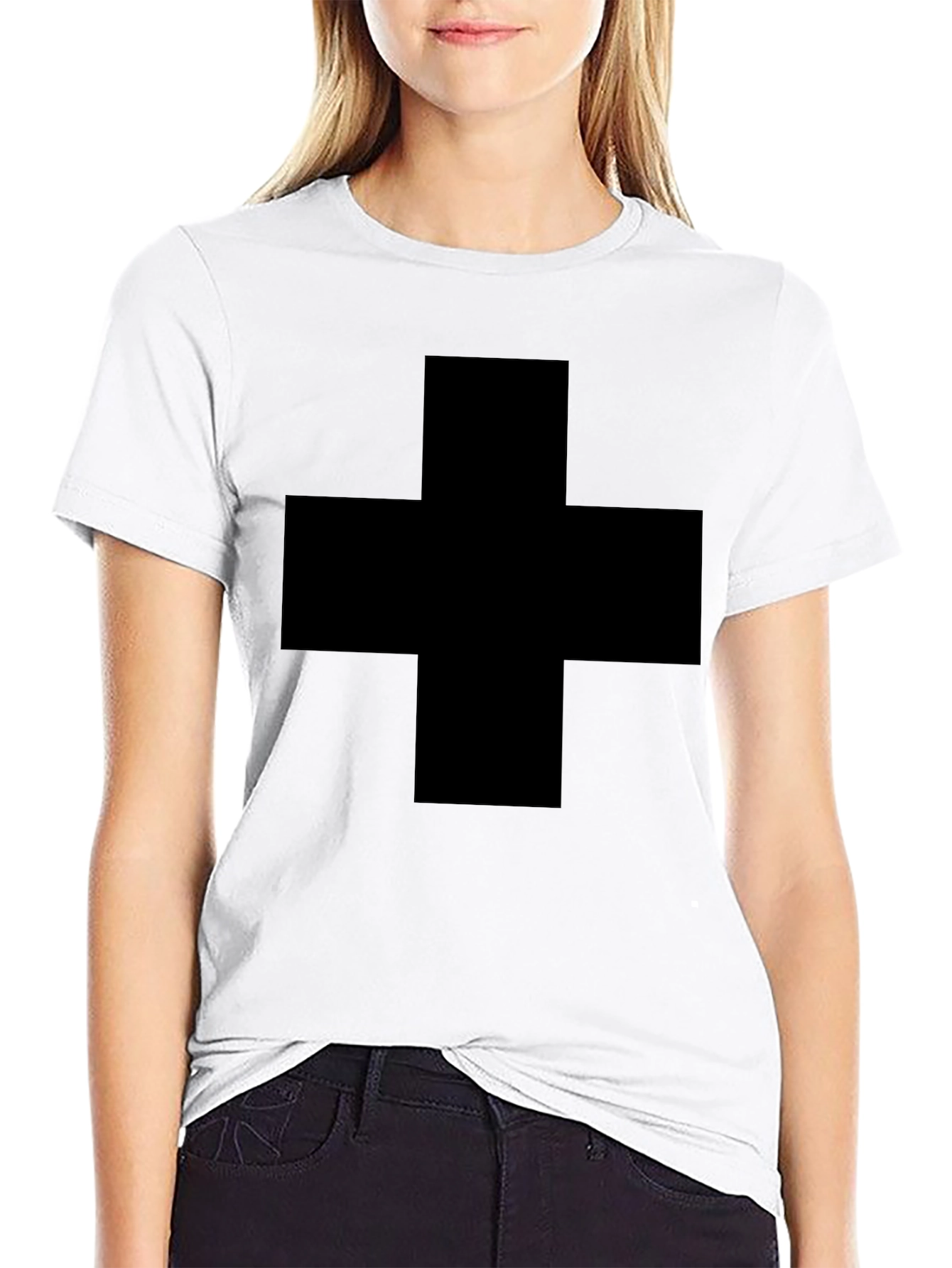 Bold Black Plus Sign Graphic Tee - Unisex