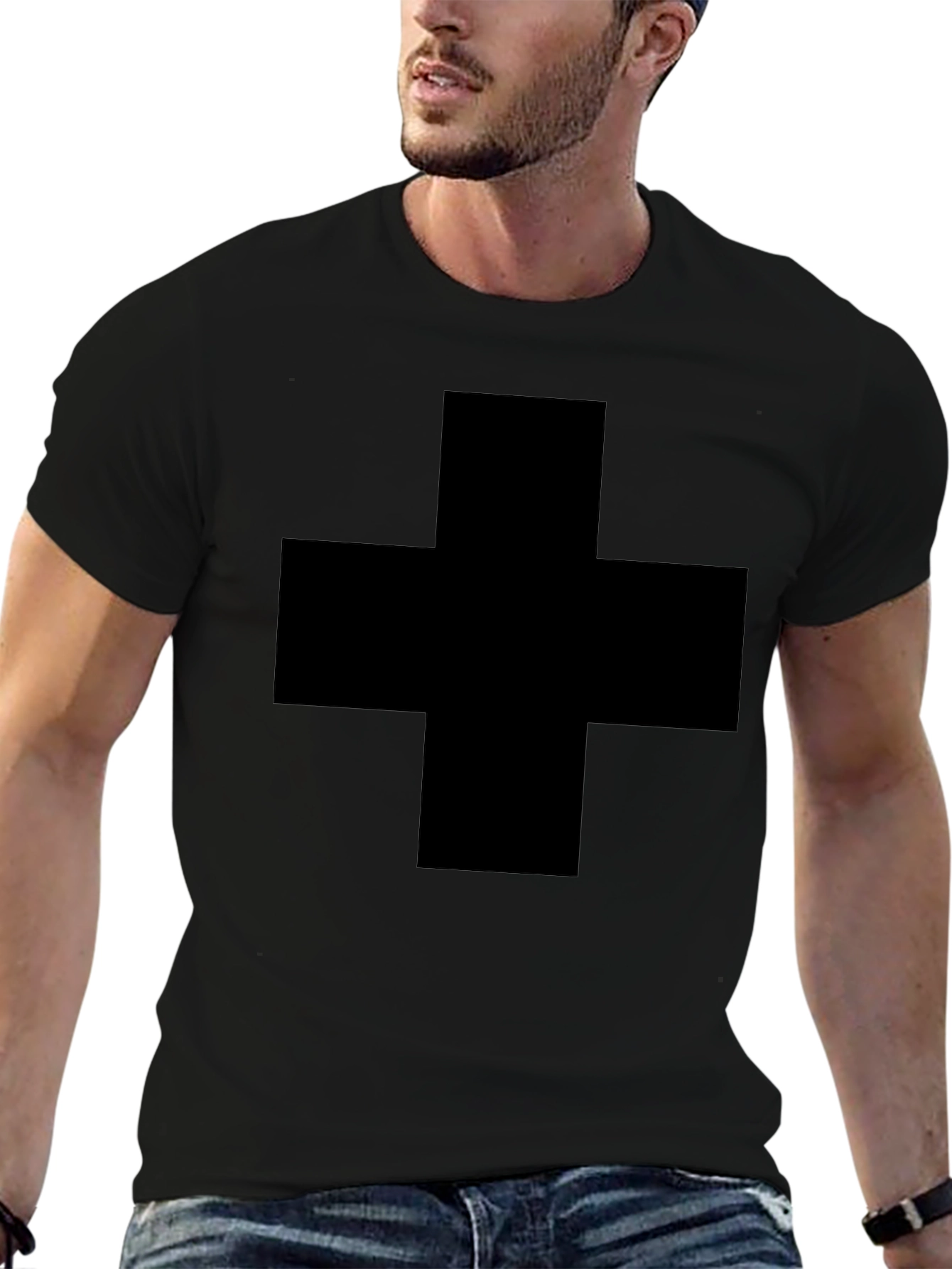 Bold Black Plus Sign Graphic Tee - Unisex