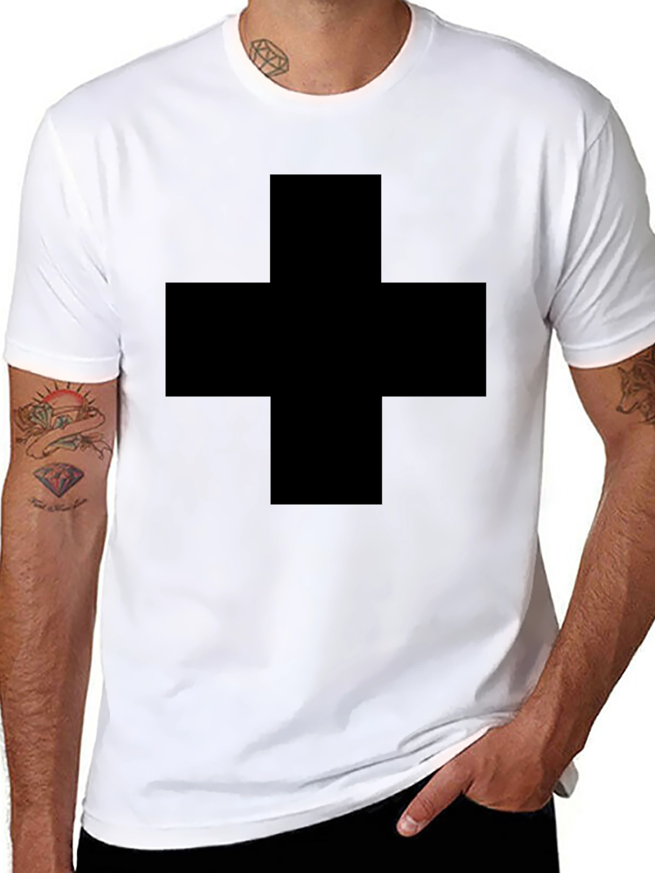 Bold Black Plus Sign Graphic Tee - Unisex
