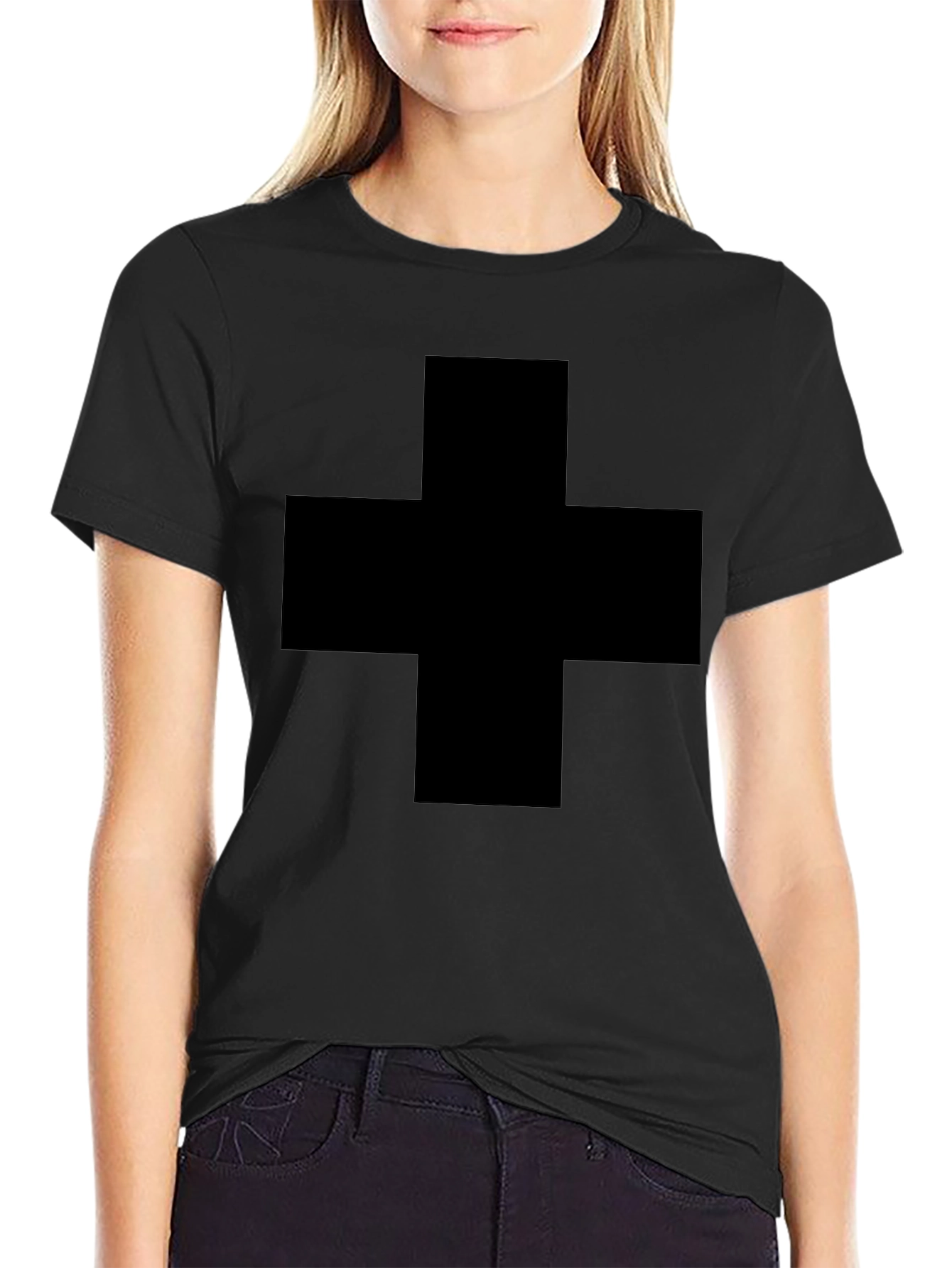 Bold Black Plus Sign Graphic Tee - Unisex