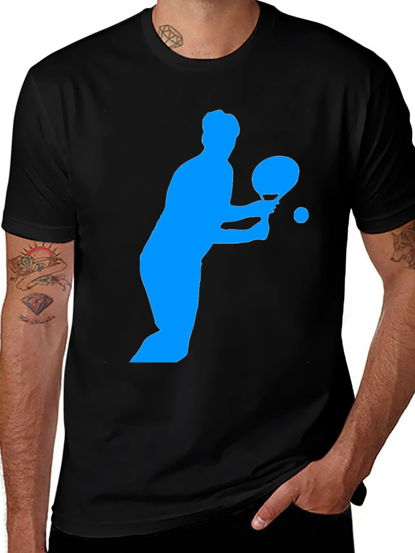 Ping Pong Player Graphic Tee - Black