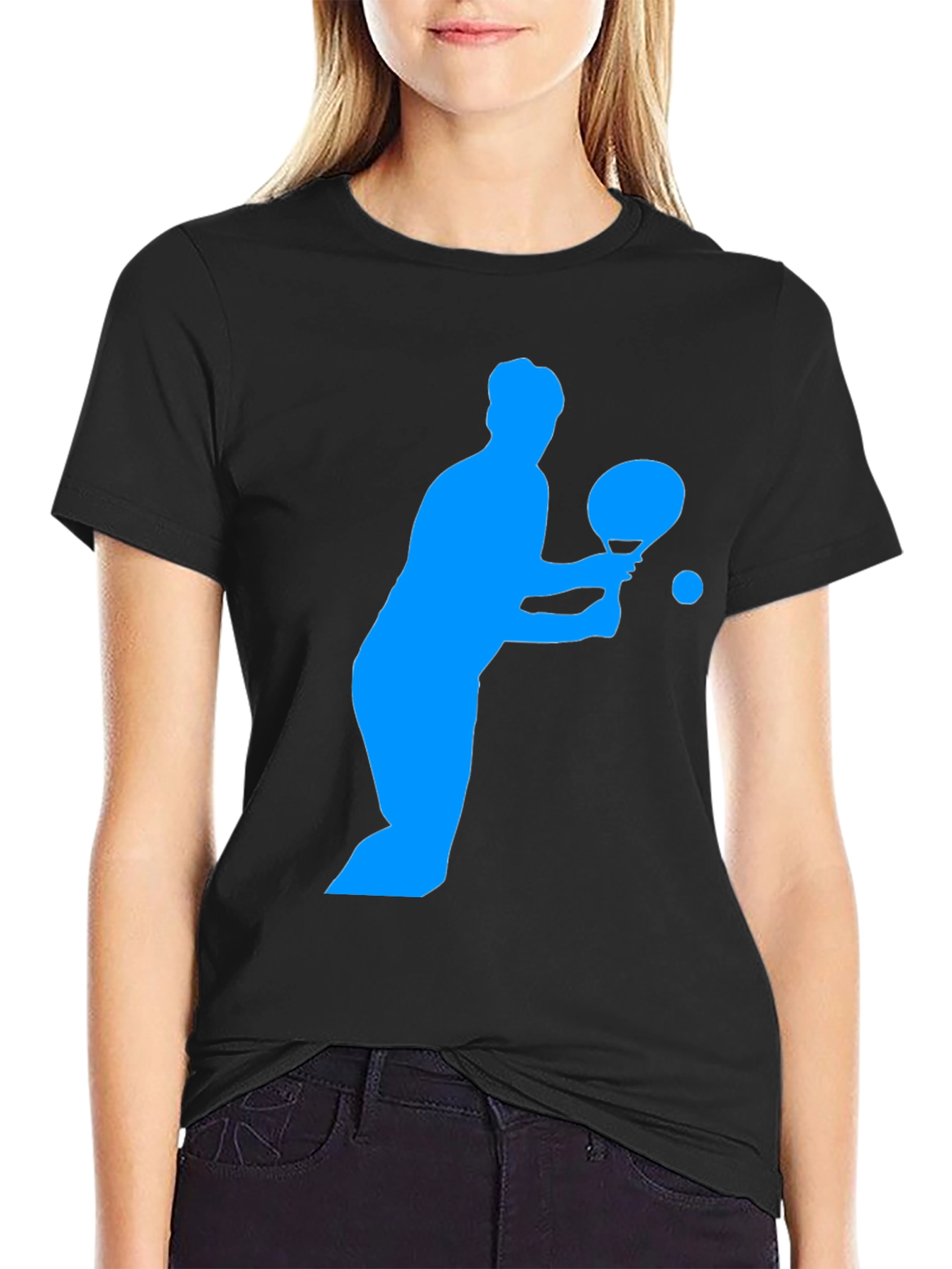 Ping Pong Player Graphic Tee - Black