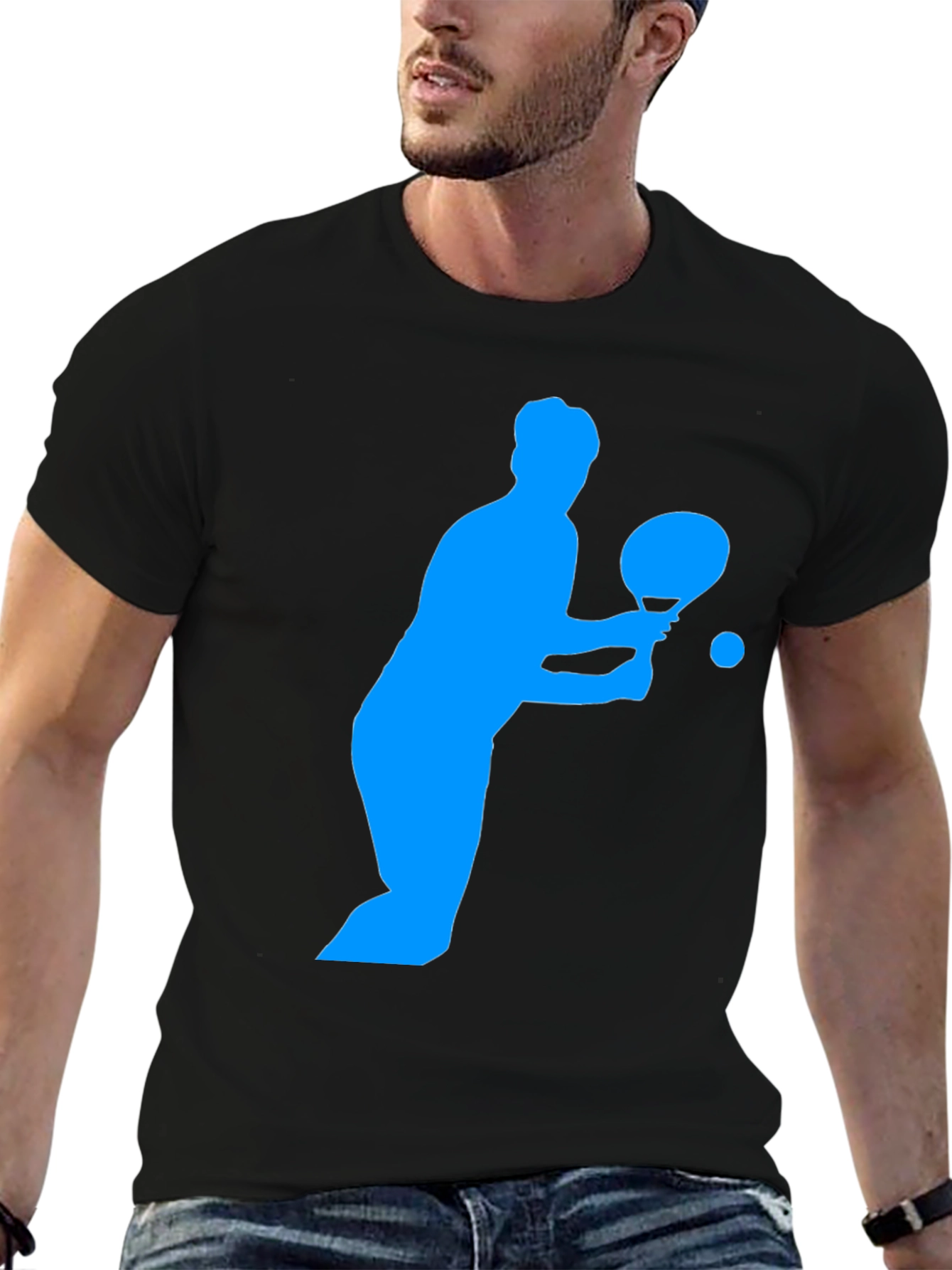 Ping Pong Player Graphic Tee - Black