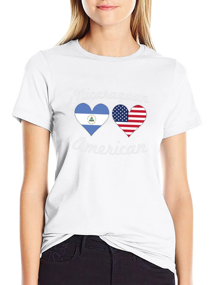 Nicaraguan American Flag Heart T-Shirt