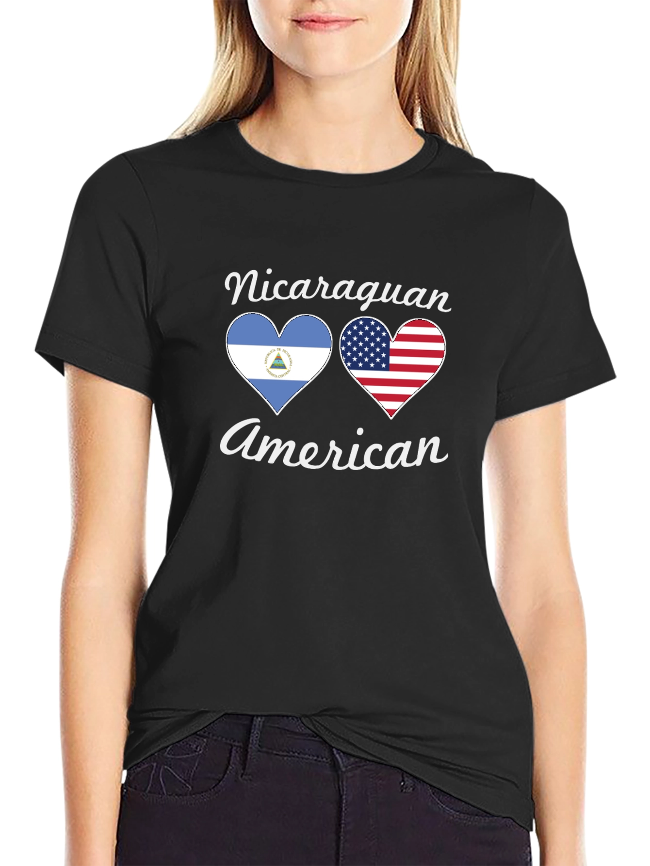 Nicaraguan American Flag Heart T-Shirt