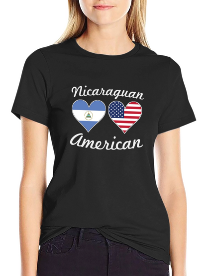 Nicaraguan American Flag Heart T-Shirt