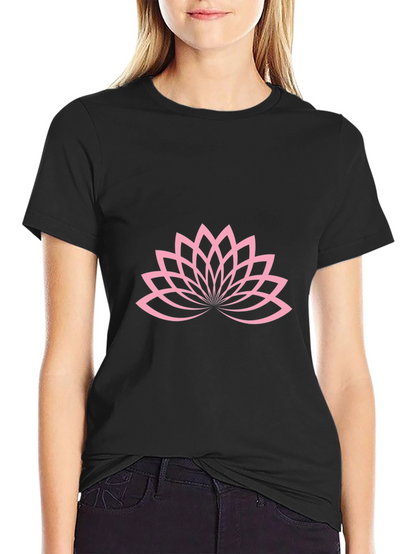 Lotus Blossom Graphic Tee - Black Cotton T-Shirt