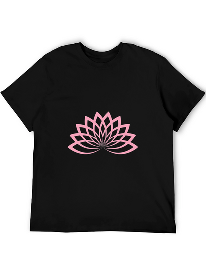 Lotus Blossom Graphic Tee - Black Cotton T-Shirt
