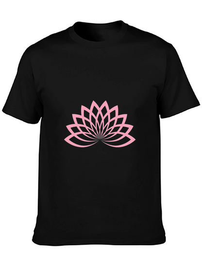 Lotus Blossom Graphic Tee - Black Cotton T-Shirt