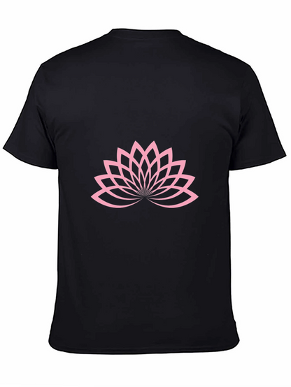 Lotus Blossom Graphic Tee - Black Cotton T-Shirt