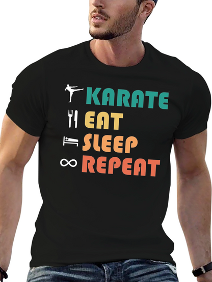 Karate Eat Sleep Repeat T-Shirt Martial Arts Tee