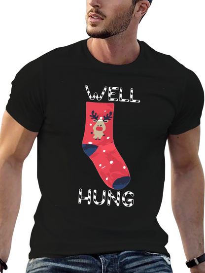 Well Hung Christmas Reindeer Holiday T-Shirt