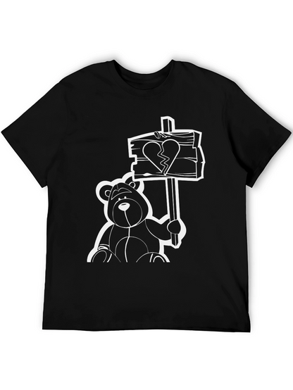 Heartbroken Bear Graphic Tee - Black T-Shirt