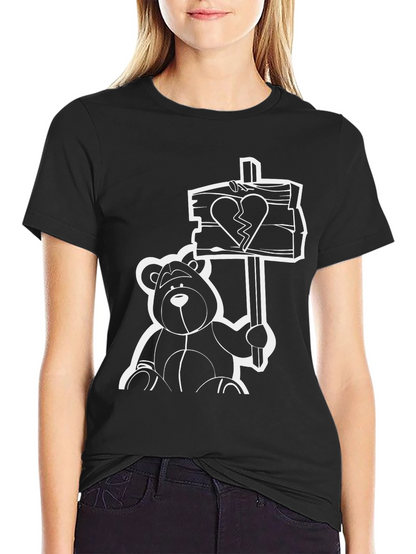 Heartbroken Bear Graphic Tee - Black T-Shirt