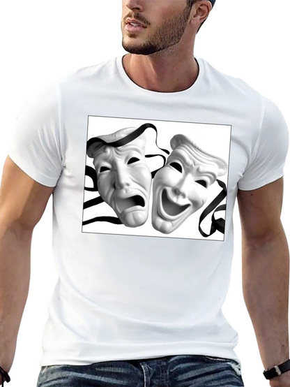 Comedy Tragedy Mask Graphic Tee - Unisex Black T-Shirt