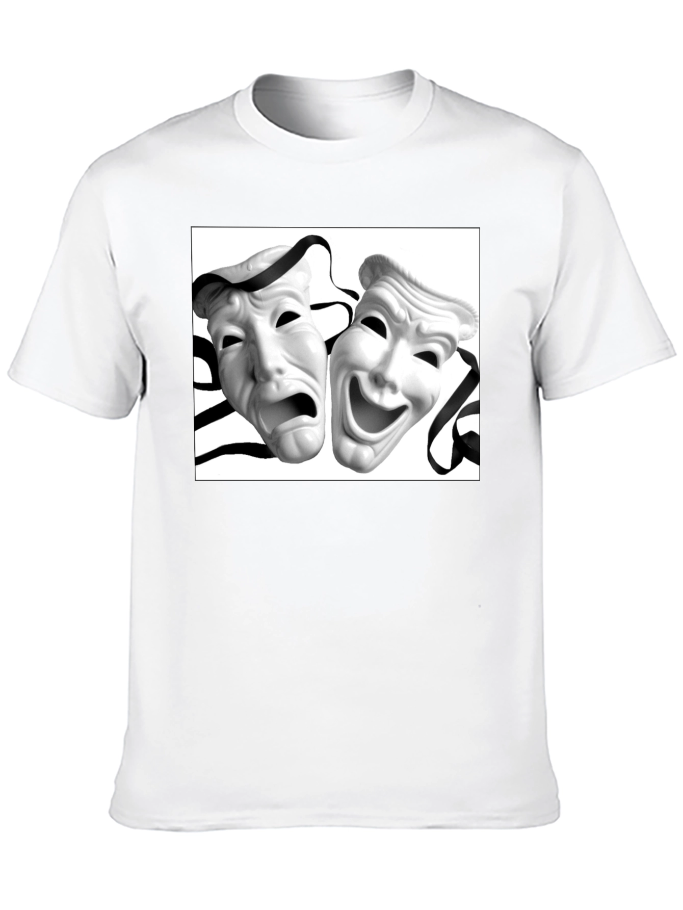 Comedy Tragedy Mask Graphic Tee - Unisex Black T-Shirt