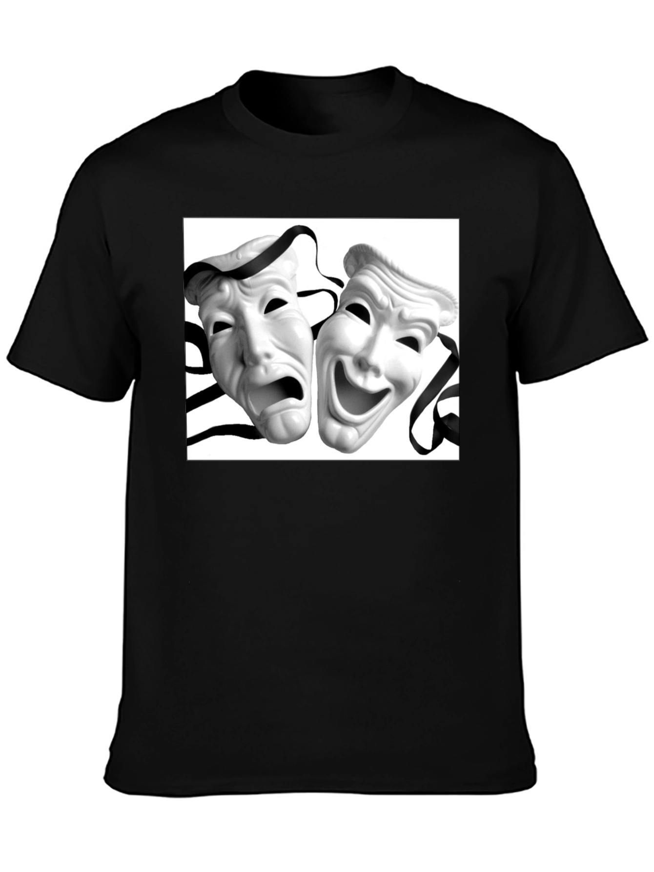 Comedy Tragedy Mask Graphic Tee - Unisex Black T-Shirt