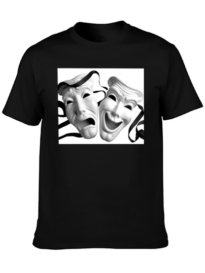 Comedy Tragedy Mask Graphic Tee - Unisex Black T-Shirt