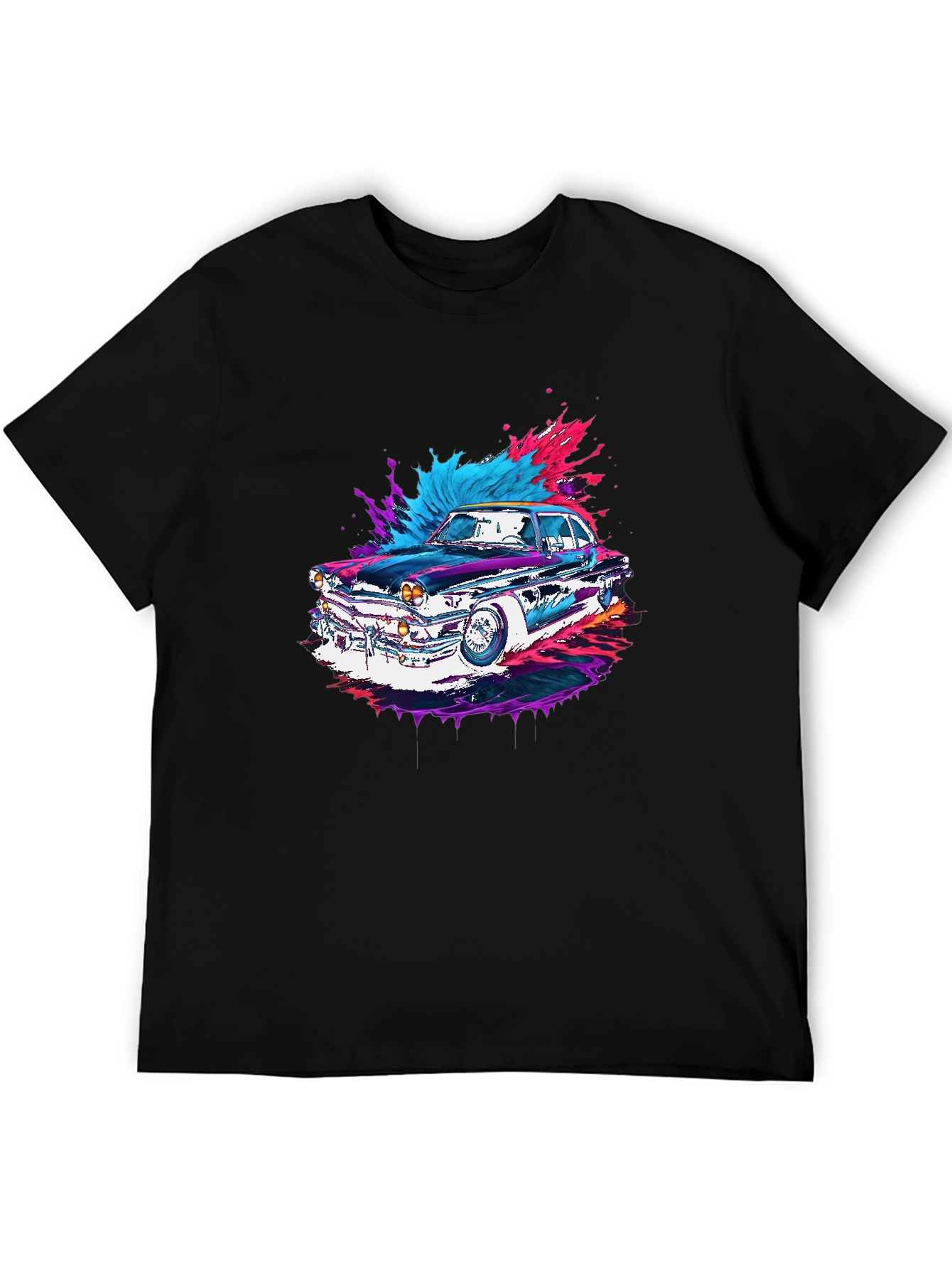 Classic Car Graphic Tee - Black Cotton Comfort