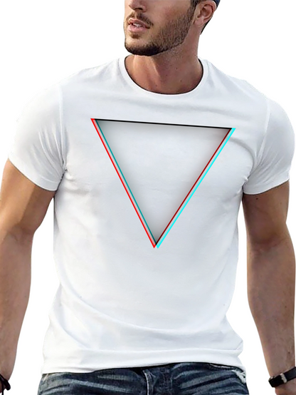 Modern Triangle Graphic Tee - Black Cotton Blend Shirt