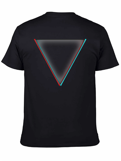 Modern Triangle Graphic Tee - Black Cotton Blend Shirt