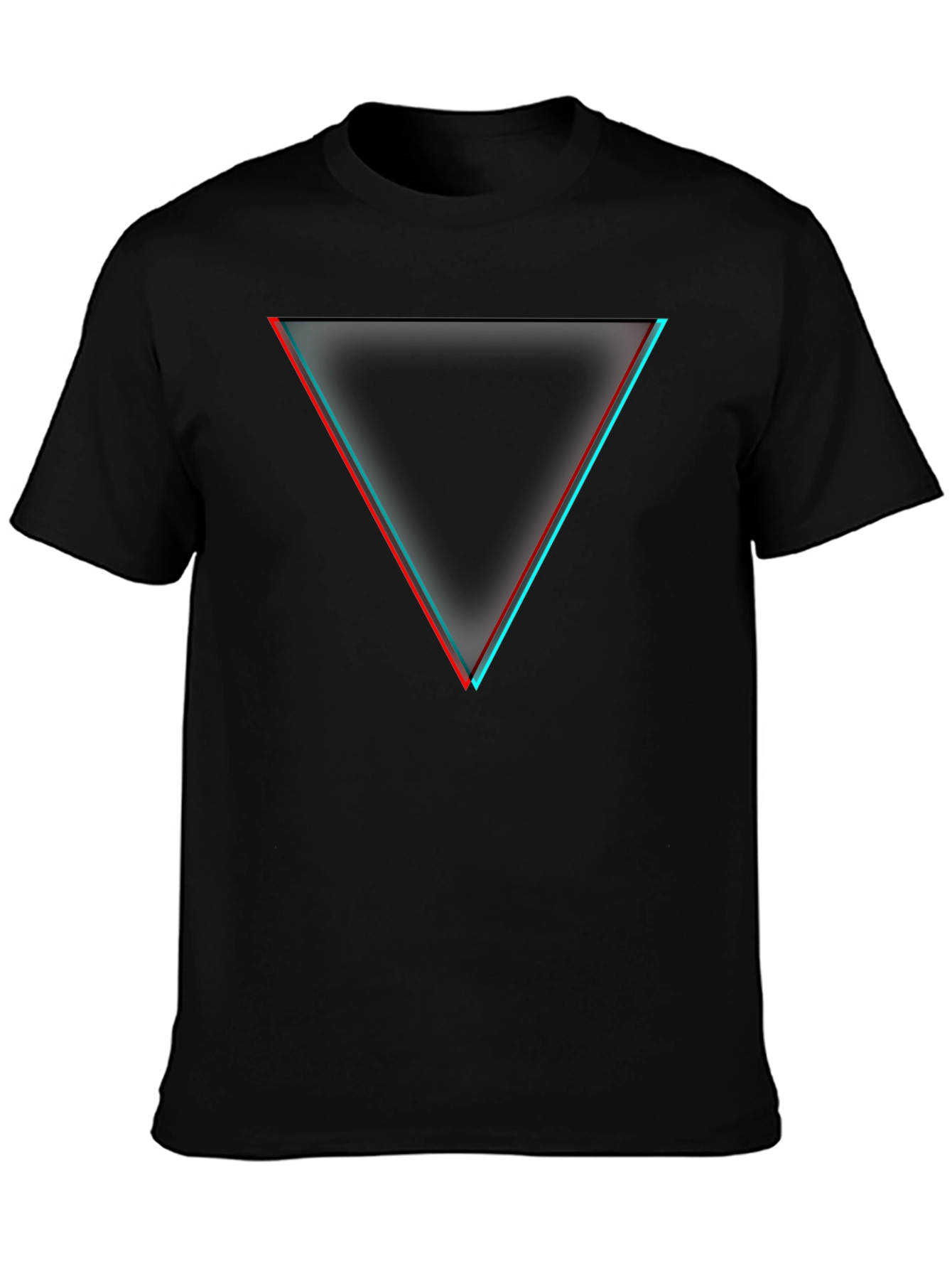 Modern Triangle Graphic Tee - Black Cotton Blend Shirt