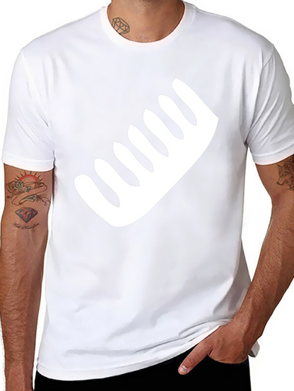 Mens Black T-Shirt with White Comb Graphic