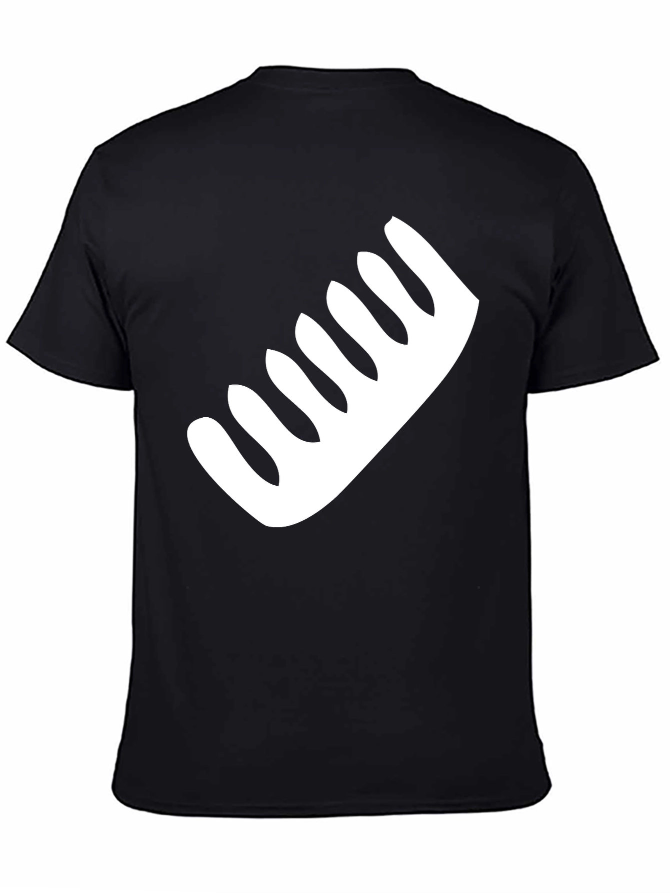 Mens Black T-Shirt with White Comb Graphic