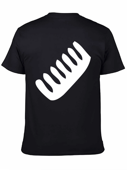 Mens Black T-Shirt with White Comb Graphic