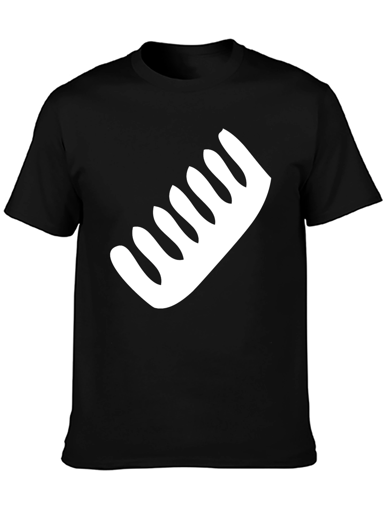 Mens Black T-Shirt with White Comb Graphic
