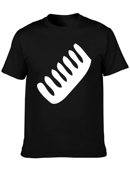 Mens Black T-Shirt with White Comb Graphic