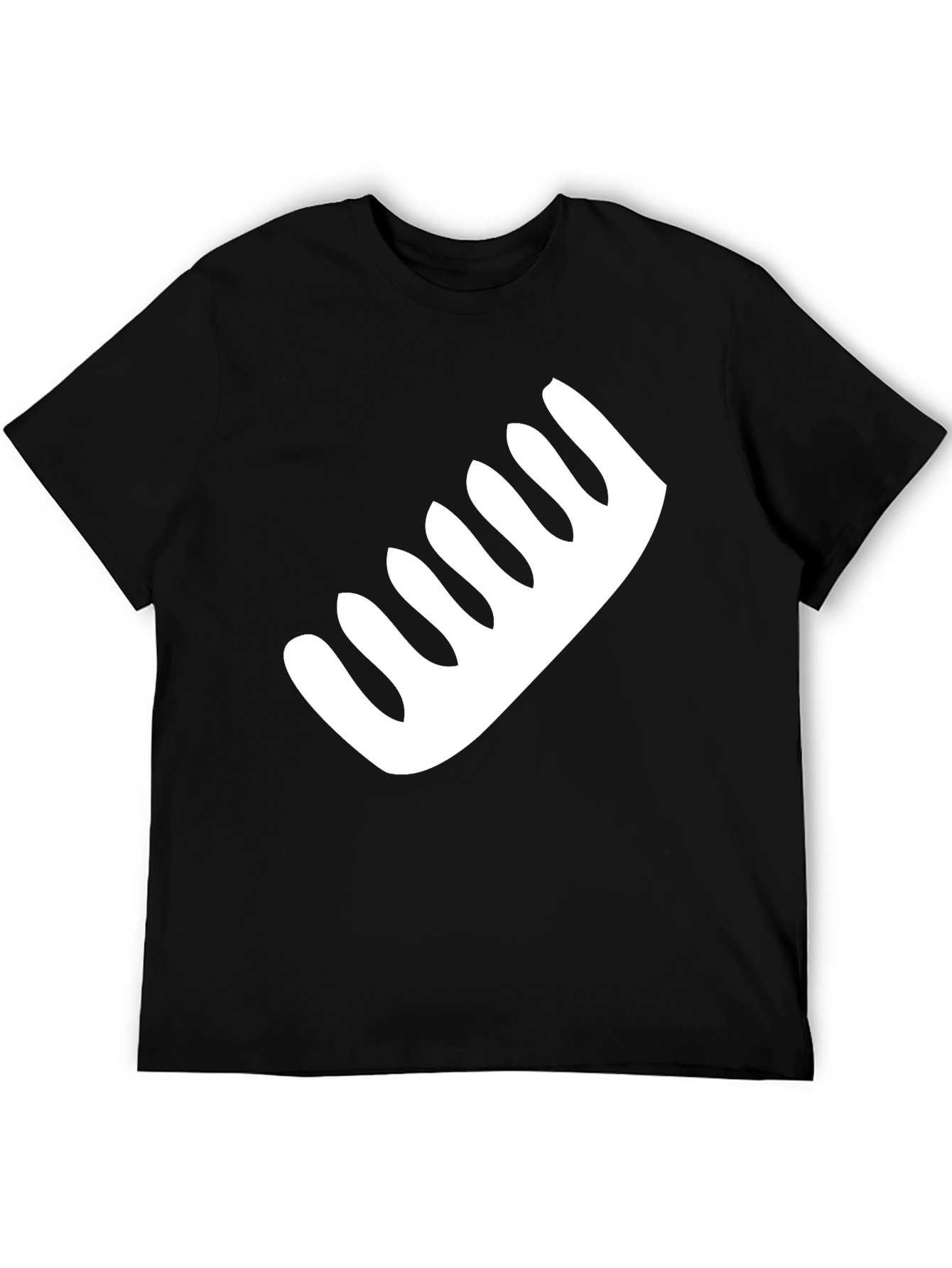 Mens Black T-Shirt with White Comb Graphic