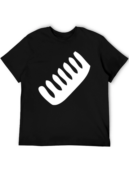Mens Black T-Shirt with White Comb Graphic