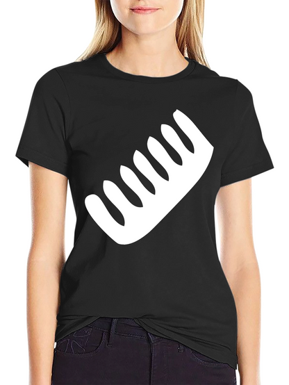 Mens Black T-Shirt with White Comb Graphic