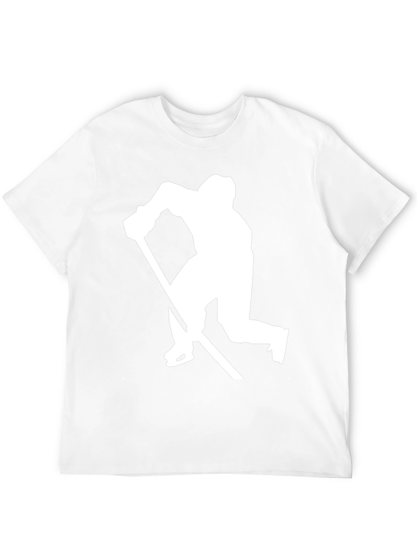 Hockey Player Silhouette Graphic Tee - Black Cotton