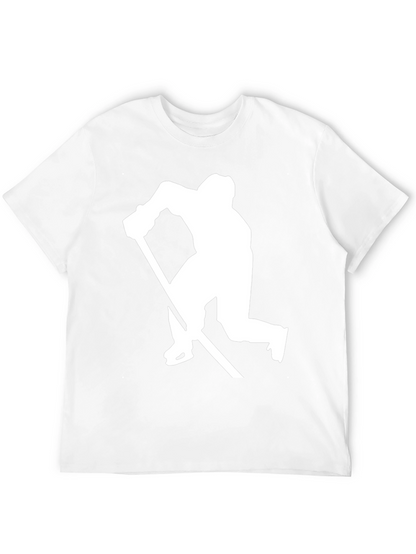 Hockey Player Silhouette Graphic Tee - Black Cotton