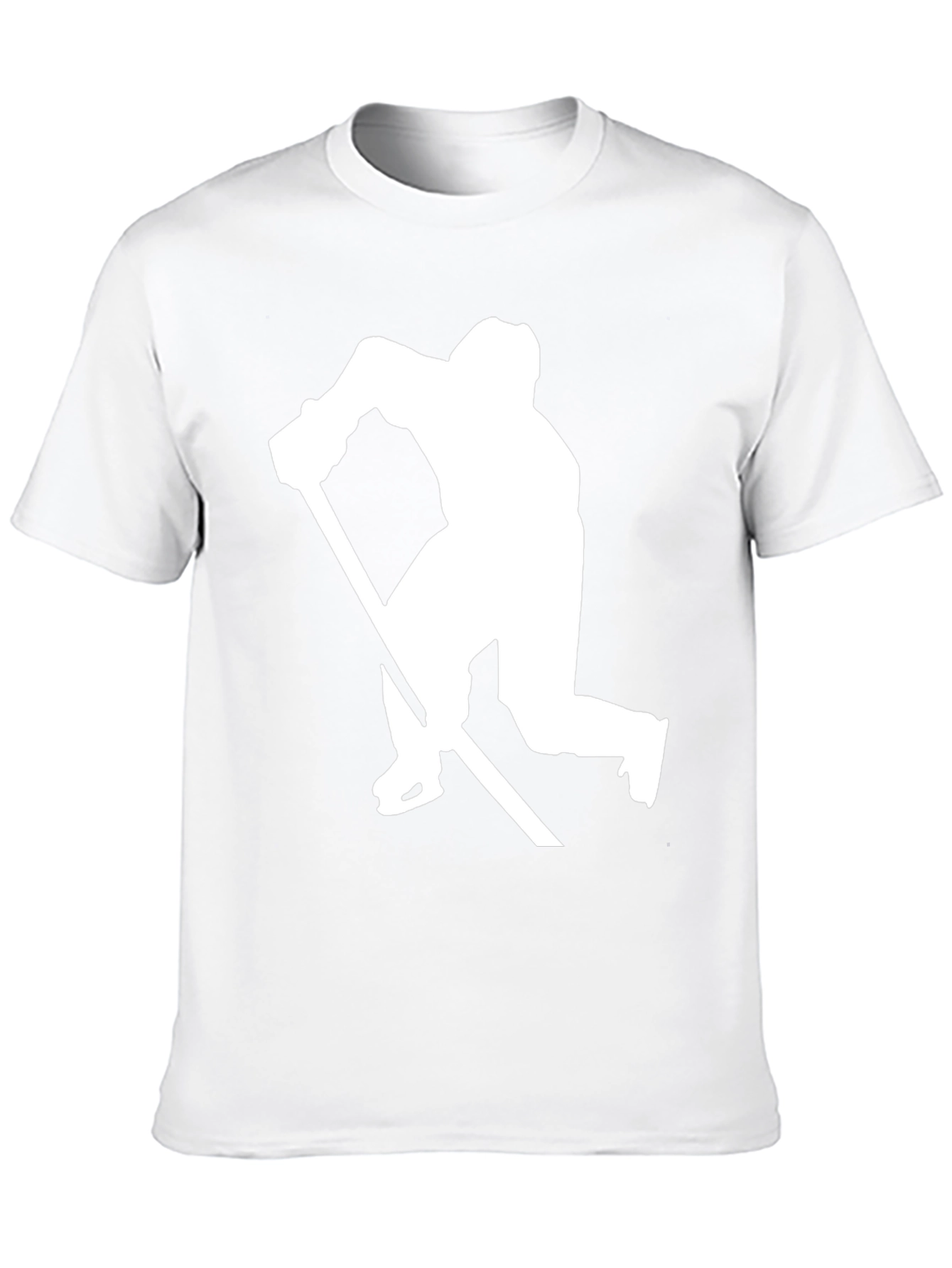 Hockey Player Silhouette Graphic Tee - Black Cotton