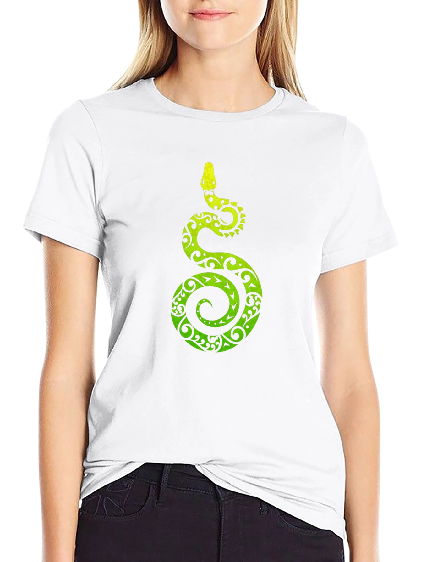 Tribal Snake Print Mens Black T-Shirt
