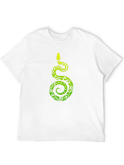 Tribal Snake Print Mens Black T-Shirt