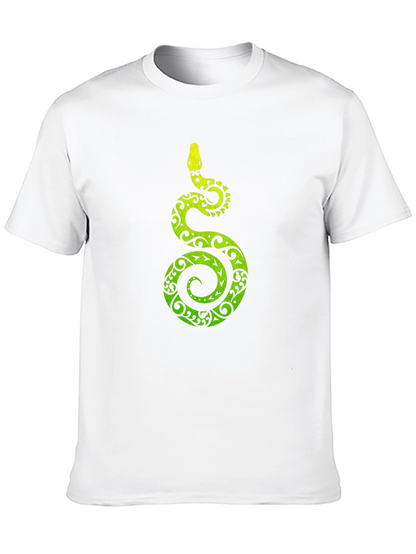 Tribal Snake Print Mens Black T-Shirt