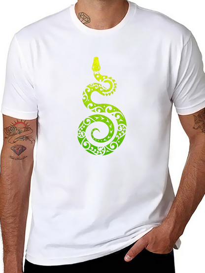 Tribal Snake Print Mens Black T-Shirt