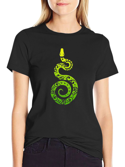 Tribal Snake Print Mens Black T-Shirt