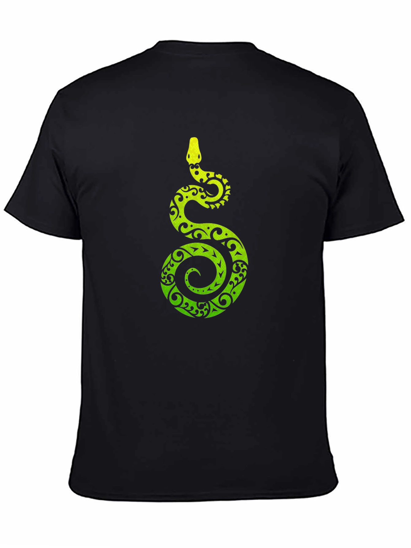 Tribal Snake Print Mens Black T-Shirt