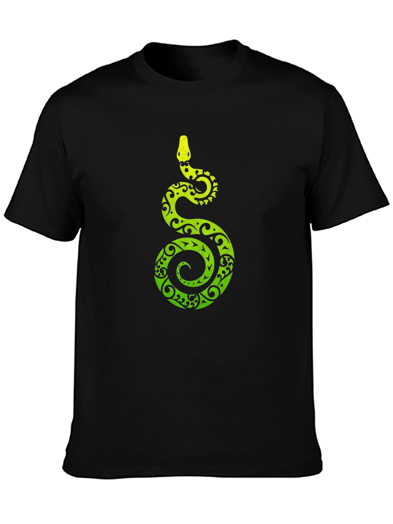 Tribal Snake Print Mens Black T-Shirt