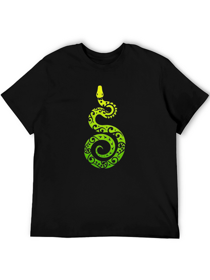 Tribal Snake Print Mens Black T-Shirt