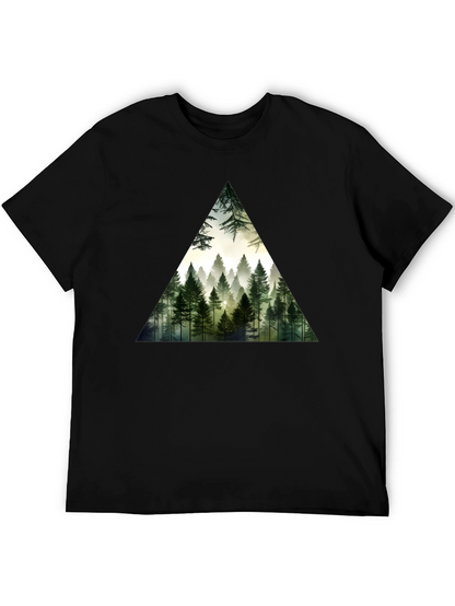 Forest Triangle Graphic Tee - Soft Black Cotton
