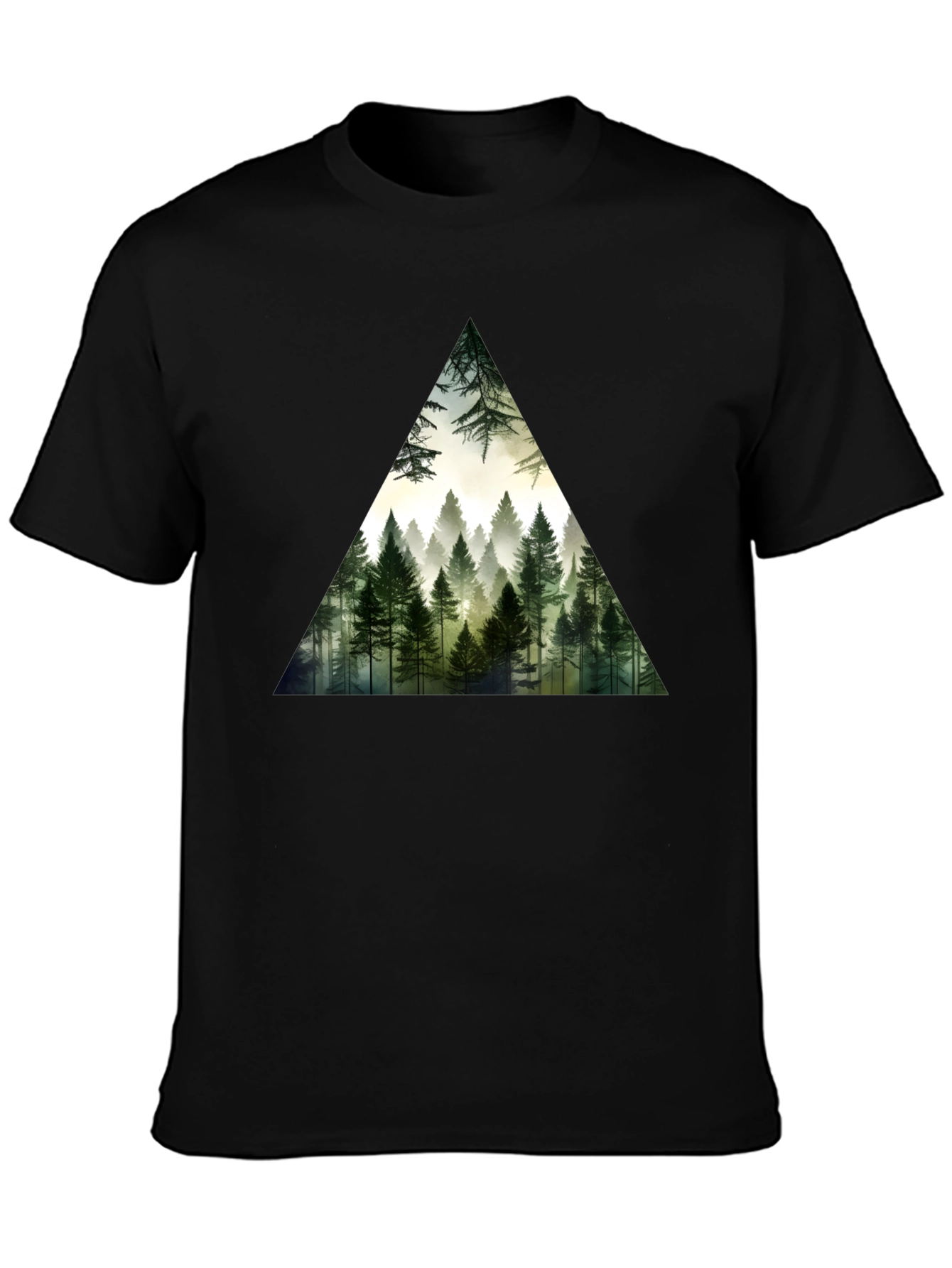 Forest Triangle Graphic Tee - Soft Black Cotton